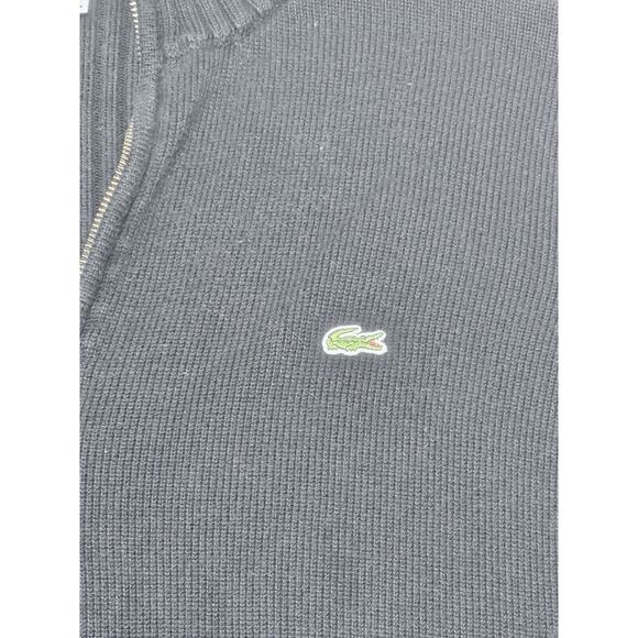 VTG Lacoste Ribbed Full Zip Up Cardigan Sweater Black Size 6 - Picture 3 of 8
